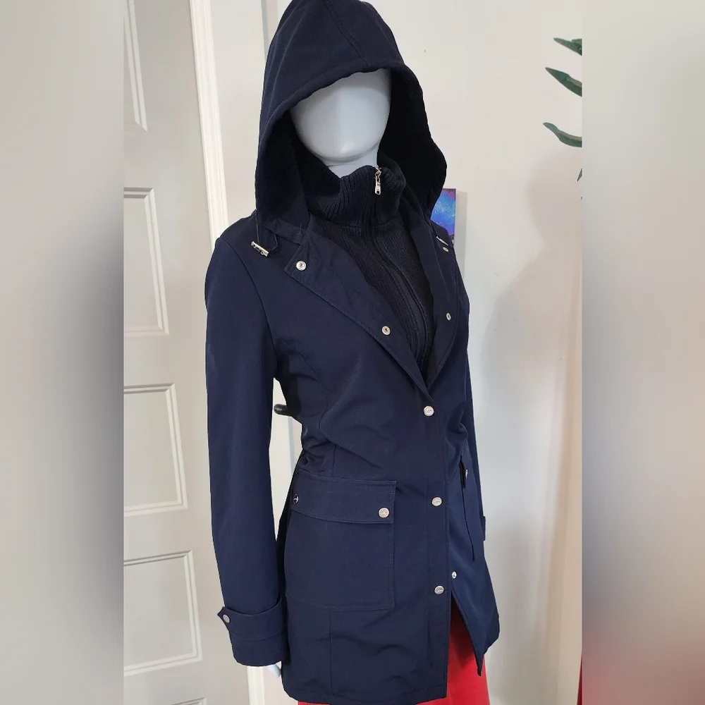 Ralph Lauren Navy Hooded Trench Coat